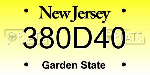 380D40 New Jersey License Plate