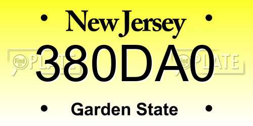 380DA0 New Jersey License Plate