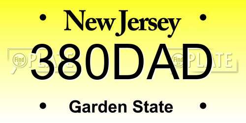 380DAD New Jersey License Plate