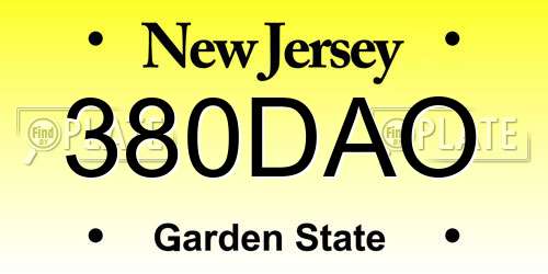 380DAO New Jersey License Plate