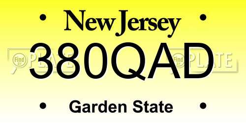 380QAD New Jersey License Plate