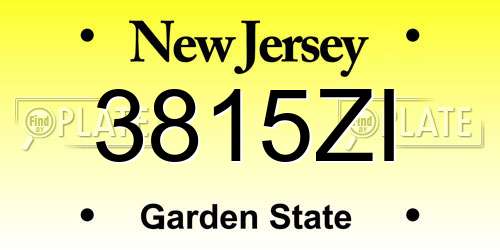 3815ZI New Jersey License Plate