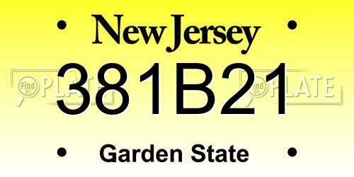 381B21 New Jersey License Plate