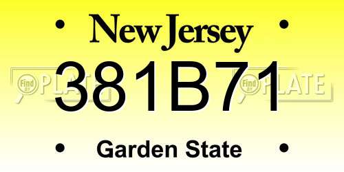 381B71 New Jersey License Plate