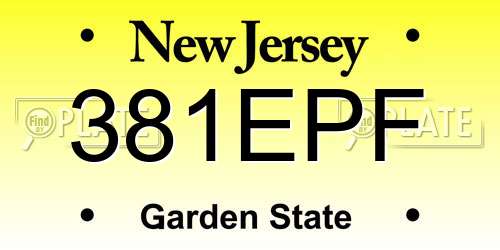 381EPF New Jersey License Plate