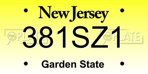 381SZ1 New Jersey License Plate