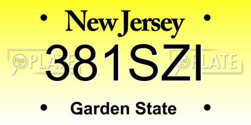 381SZI New Jersey License Plate