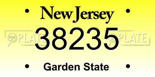 38235 New Jersey License Plate