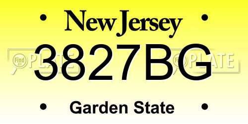 3827BG New Jersey License Plate
