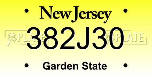 382J30 New Jersey License Plate