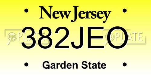 382JEO New Jersey License Plate