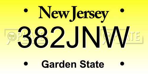 382JNW New Jersey License Plate