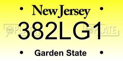 382LG1 New Jersey License Plate