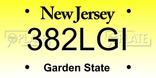 382LGI New Jersey License Plate