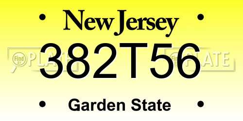 382T56 New Jersey License Plate