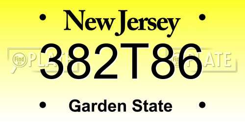 382T86 New Jersey License Plate