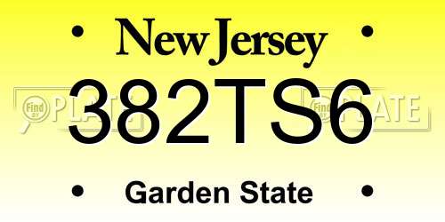 382TS6 New Jersey License Plate