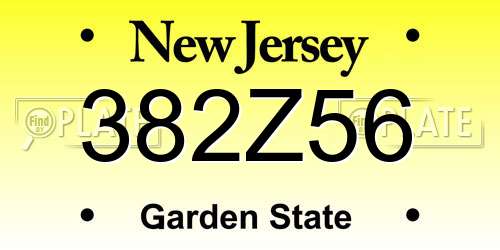 382Z56 New Jersey License Plate