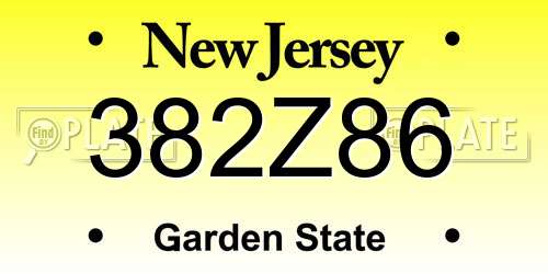 382Z86 New Jersey License Plate