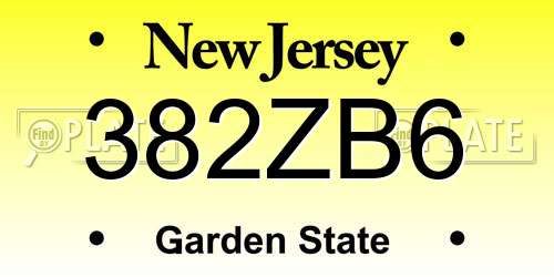 382ZB6 New Jersey License Plate
