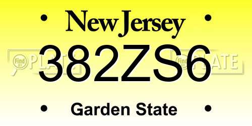 382ZS6 New Jersey License Plate