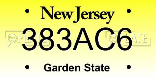 383AC6 New Jersey License Plate