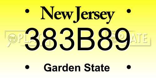 383B89 New Jersey License Plate