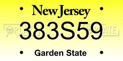 383S59 New Jersey License Plate