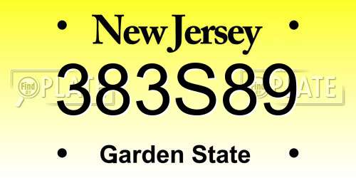 383S89 New Jersey License Plate