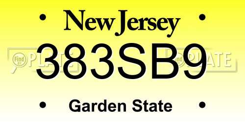 383SB9 New Jersey License Plate