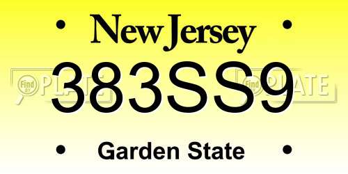 383SS9 New Jersey License Plate