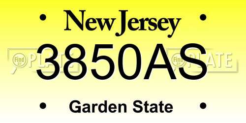 3850AS New Jersey License Plate