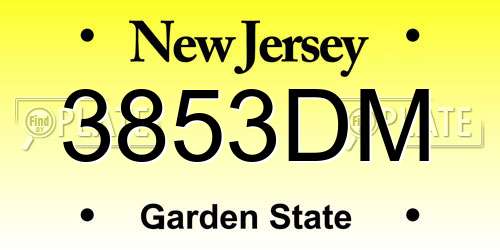 3853DM New Jersey License Plate