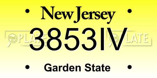 3853IV New Jersey License Plate