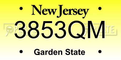 3853QM New Jersey License Plate