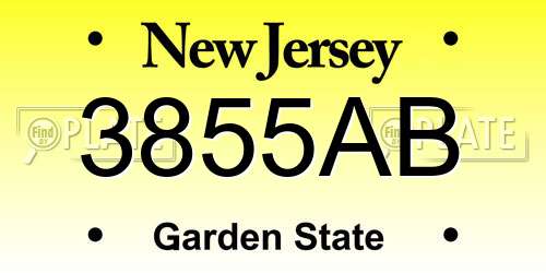 3855AB New Jersey License Plate