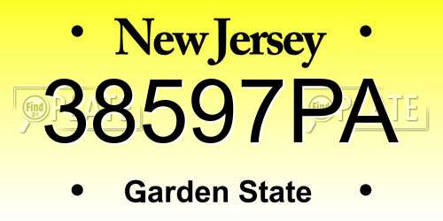 38597PA New Jersey License Plate