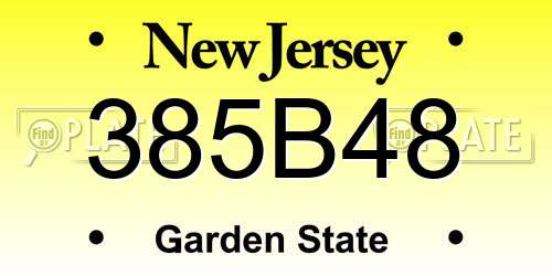385B48 New Jersey License Plate