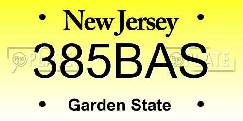 385BAS New Jersey License Plate