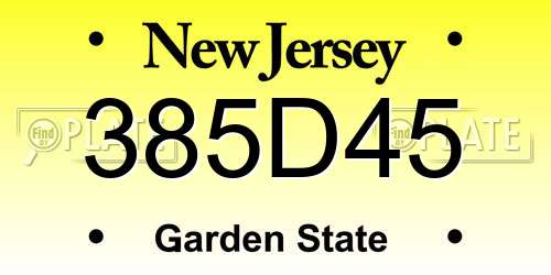 385D45 New Jersey License Plate
