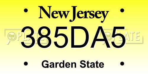 385DA5 New Jersey License Plate