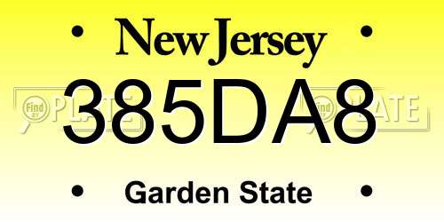 385DA8 New Jersey License Plate