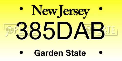 385DAB New Jersey License Plate