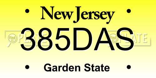 385DAS New Jersey License Plate