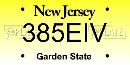 385EIV New Jersey License Plate