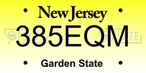 385EQM New Jersey License Plate