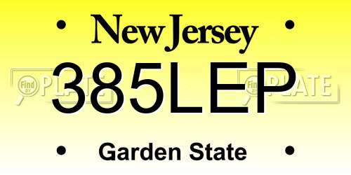 385LEP New Jersey License Plate