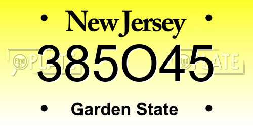 385O45 New Jersey License Plate