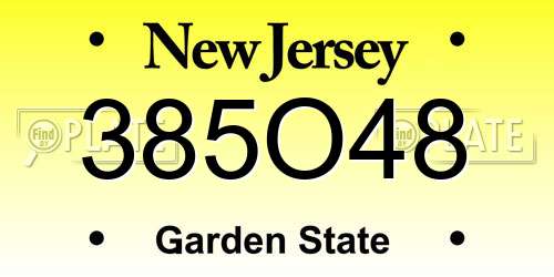 385O48 New Jersey License Plate