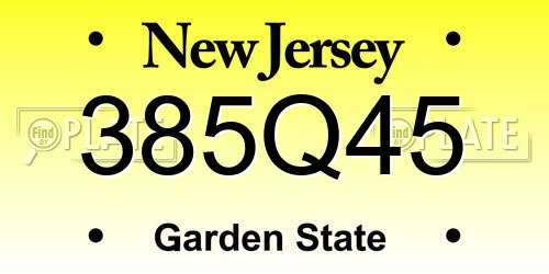 385Q45 New Jersey License Plate